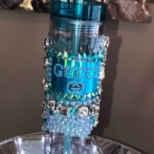 Blue custom bling reusable cup